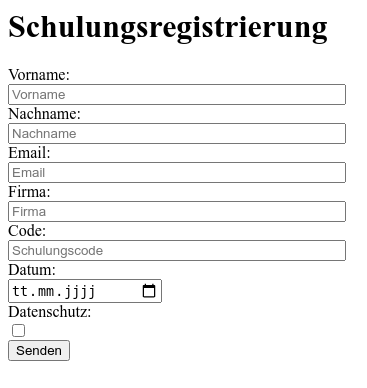 HTML Formular der Anwendung